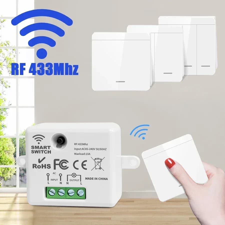 Interrupteur mural sans fil 433 MHz avec récepteur