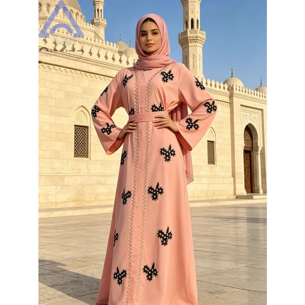 Abaya de soirée avec hijab, style Dubaï
