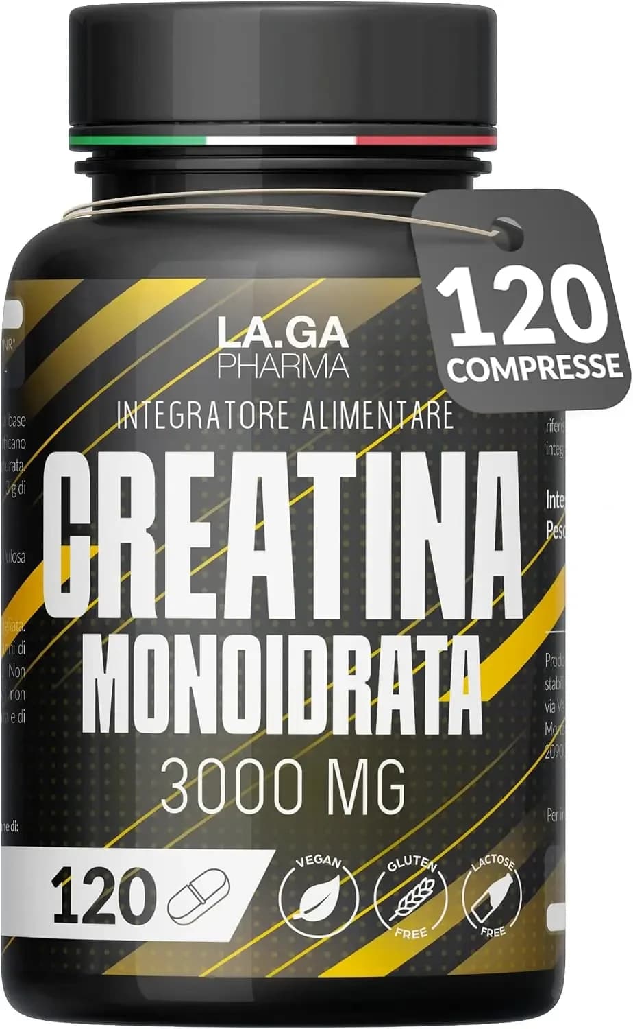 Comprimés de créatine monohydrate 3000 mg, alternative aux capsules, 120 vegan | Formule micronisée, remplace les poudres et les pilules. Utile pour la performance physique et la masse musculaire. Fabriqué en Italie.