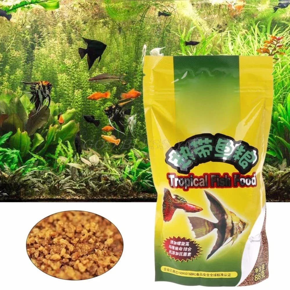 Nourriture pour poissons tropicaux - 88g, formule nutritive à haute teneur en protéines, antibiotiques ajoutés pour poissons tropicaux d'aquarium