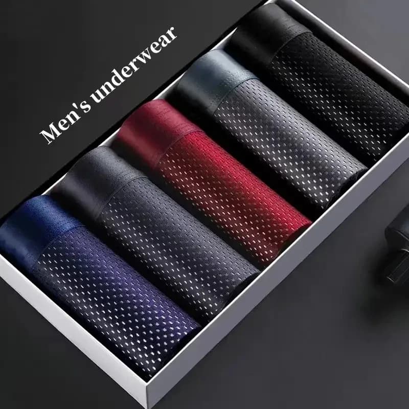 5 pièces/sous-vêtements pour hommes été glace sous-vêtements en soie grande taille culotte Cool respirant Sexy Boxer culotte maille sous-vêtement confort L-5XL