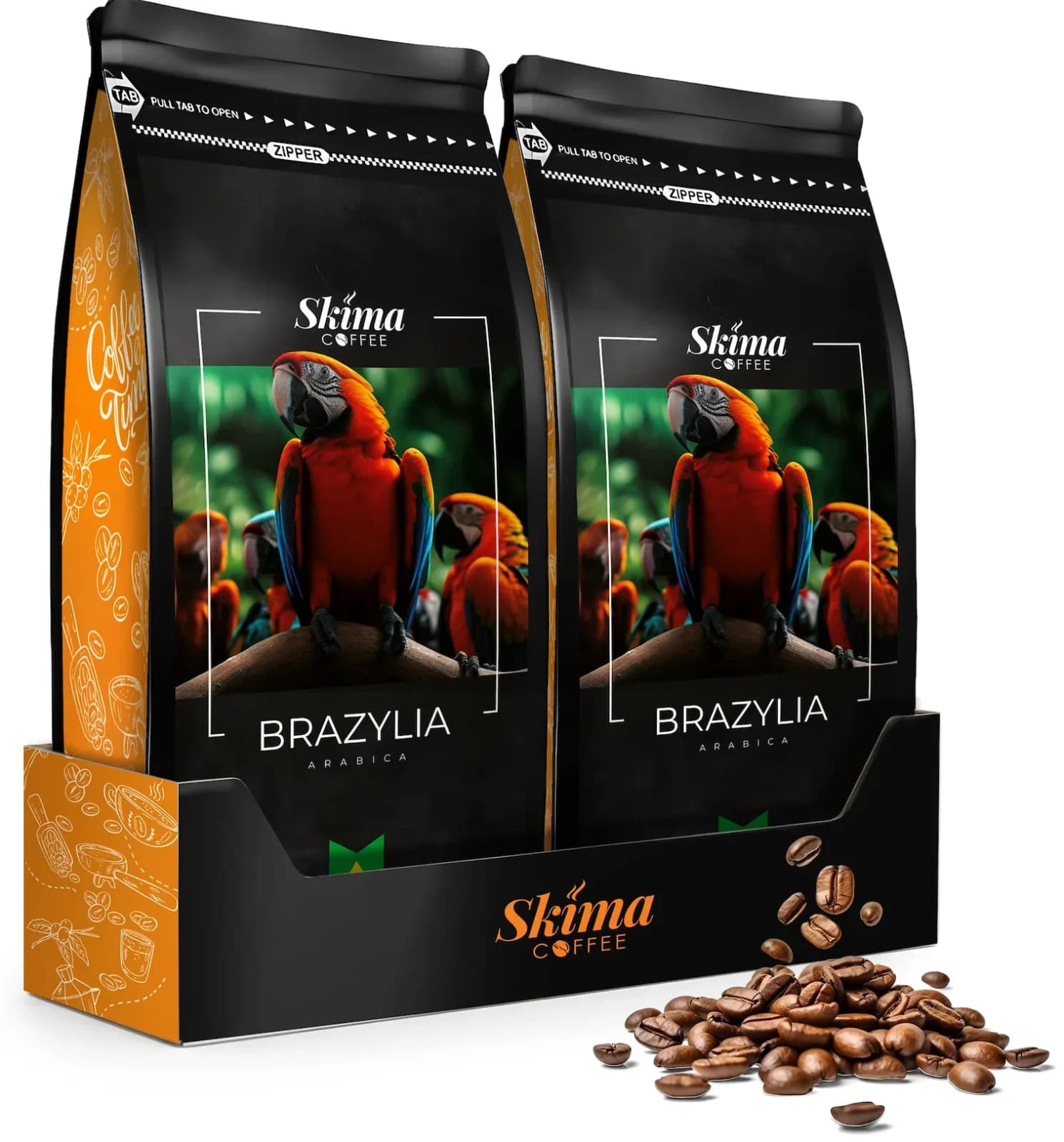 Café en grains entiers 2x1kg BRÉSIL 100% ARABICA Torréfié fraîchement pour machine à expresso + GRATUIT
