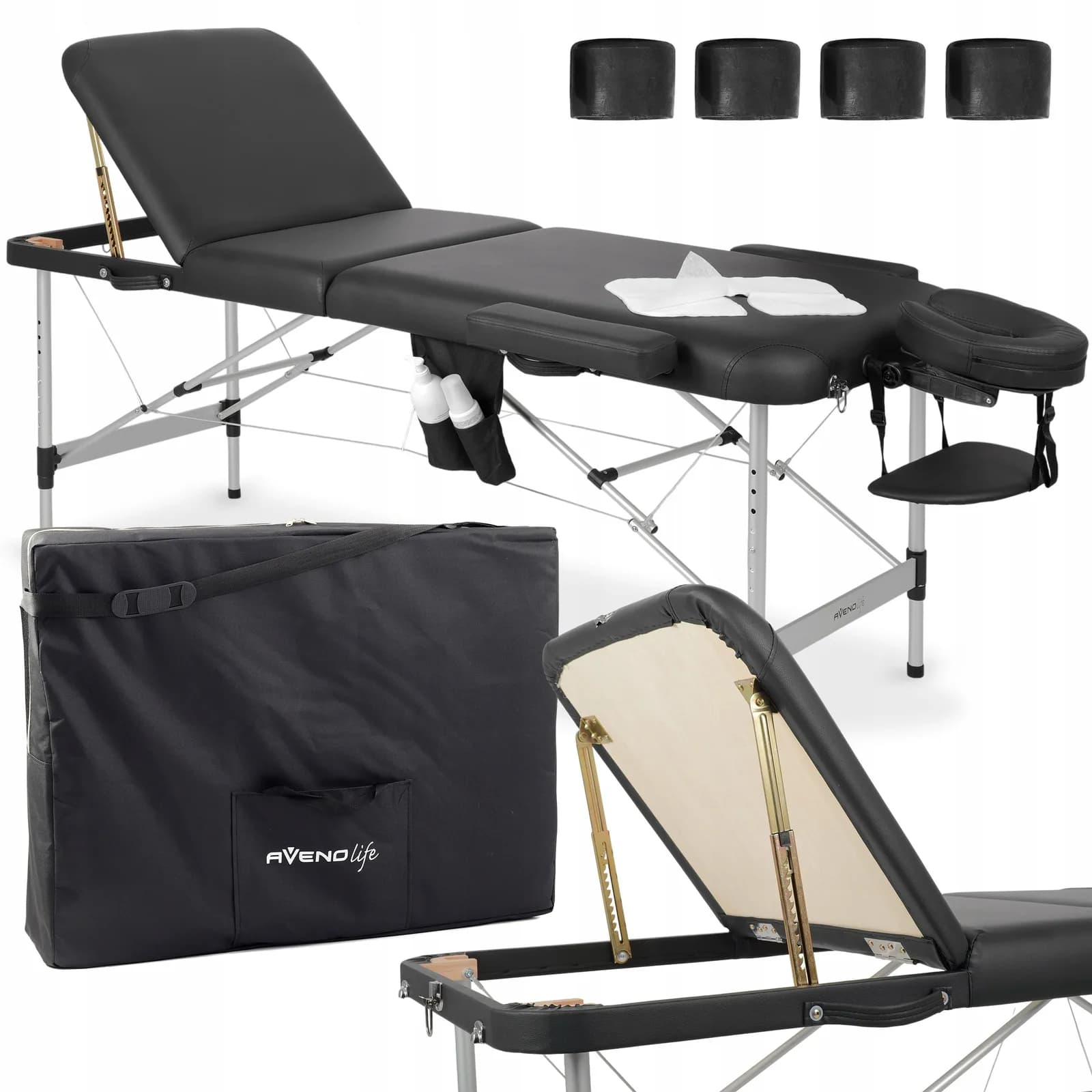 Table de massage pliante Homcom en aluminium, 215 × 81 cm, noir et rouge