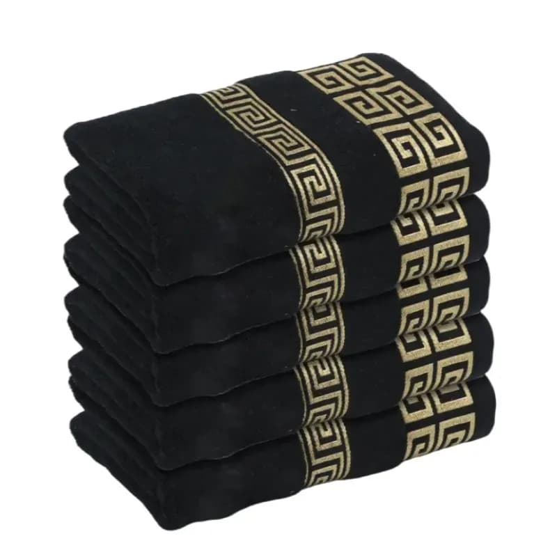 Serviettes de bain en coton noir, couverture 34x74cm/70x140cm, serviette de bain brodée de qualité hôtelière pour adultes, cadeau de noël, 1/5/10 pièces
