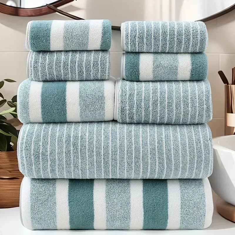 Ensemble de 8 serviettes, 2 serviettes de bain et 2 serviettes à main, 4 serviettes pour le visage. Pour les spas, les salles de sport, les hôtels, le camping et les activités de plein air. Séchage rapide.