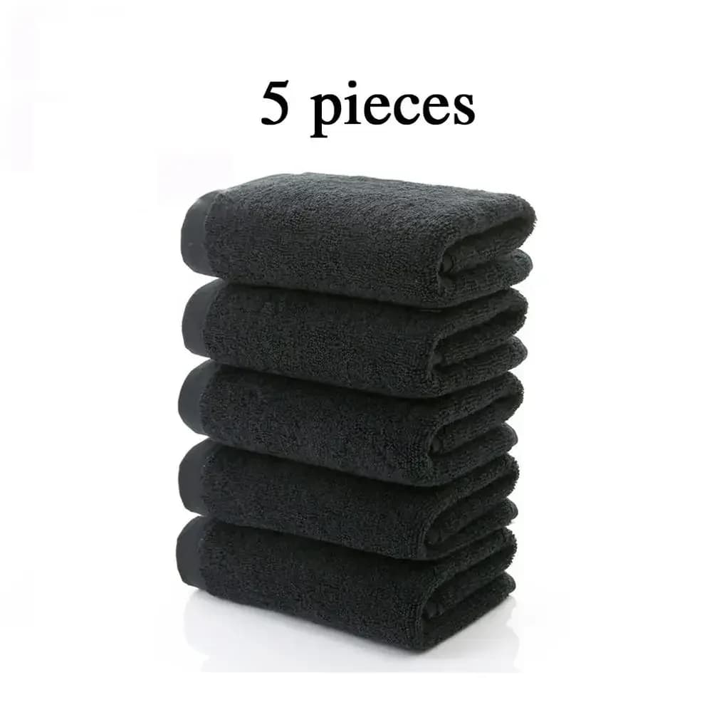 Lot de 5 serviettes de bain noires 100 % coton, grandes serviettes de plage pour hommes, sans décoloration, pour hôtel, cadeau d'entreprise, livraison directe disponible