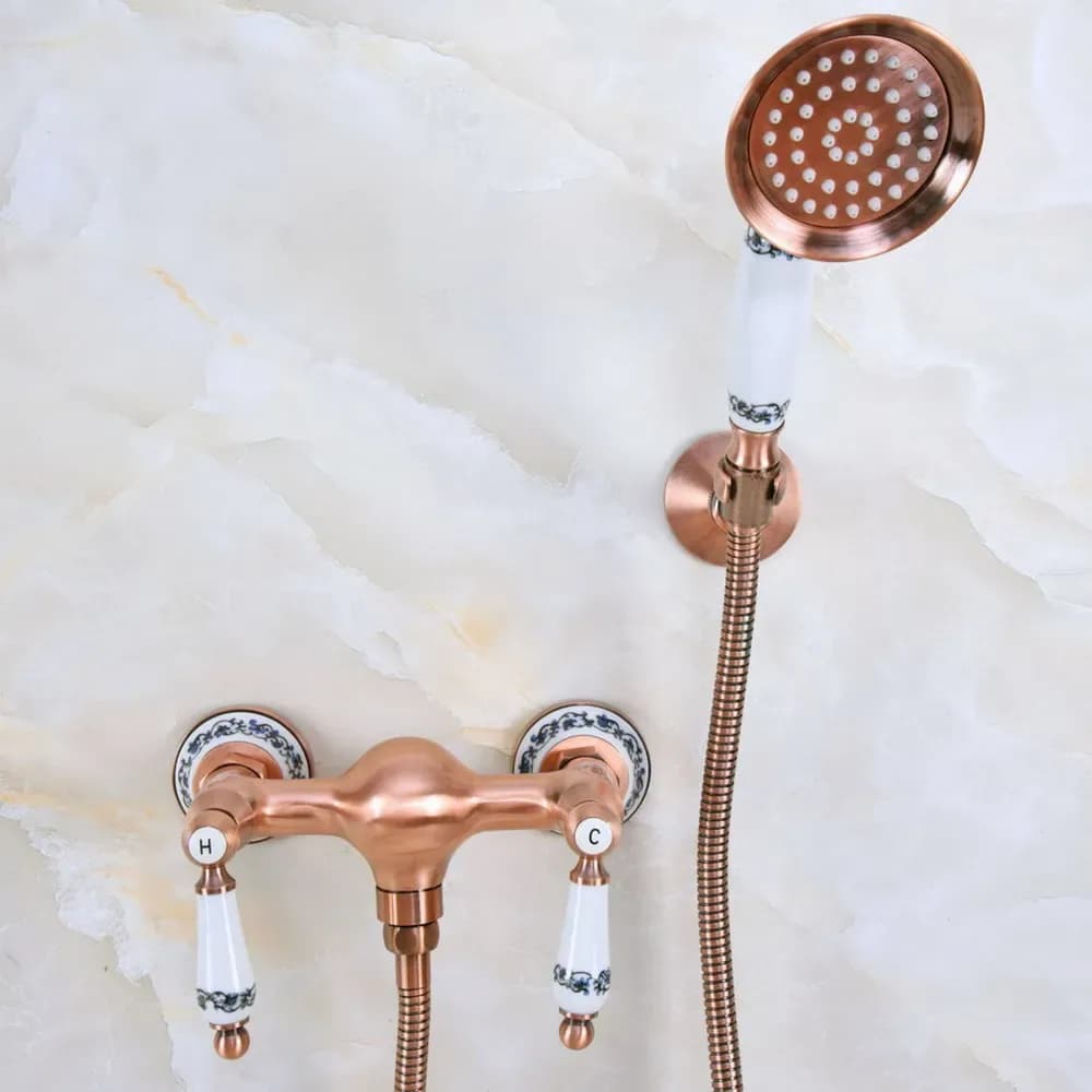 Ensemble de douche à main en laiton, cuivre rouge antique, Robinets de centre commercial de bain, Avions 302
