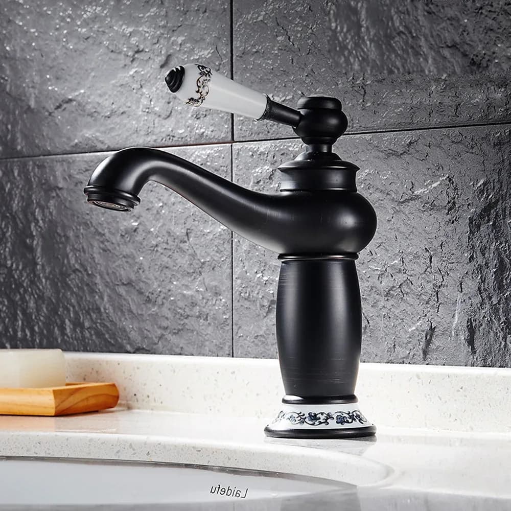 Robinet Antique rétro argent/or/noir, robinets à poignée unique, mélangeur de lavabo de salle de bains, montage sur pont pour maisons/hirondelles/bureau