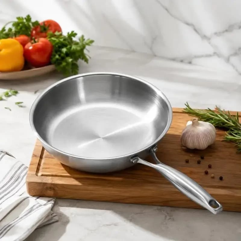 Ensemble de poêles à frire (24/28/32 cm), poêles à frire haute performance en acier inoxydable avec poignée résistante à la chaleur, ustensiles de cuisine adaptés au gaz, à l'électrique, à l'induction, couleur argent