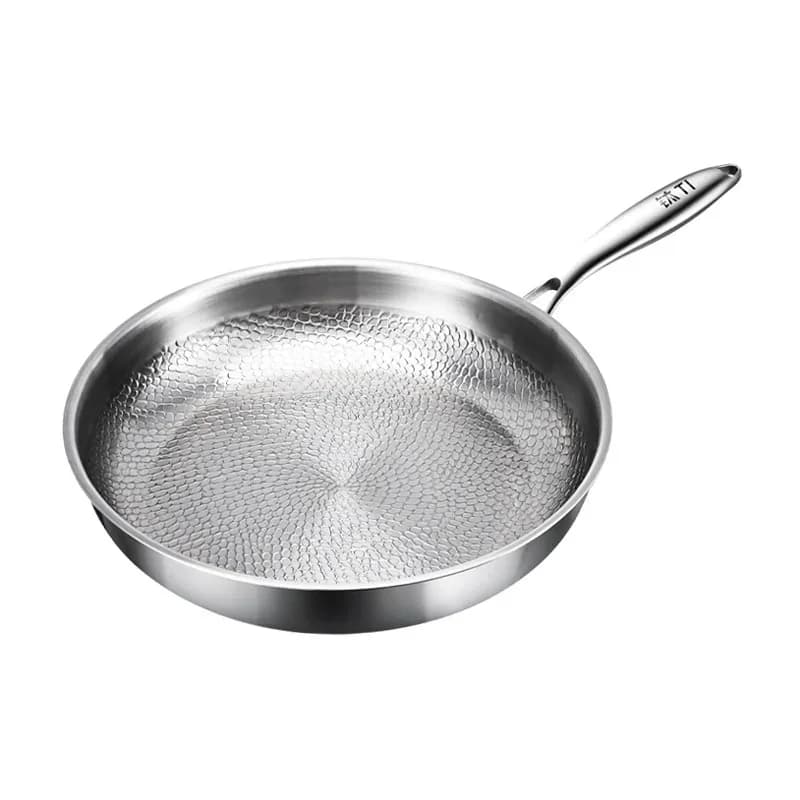 Poêle à frire antiadhésive en titane et acier inoxydable de 26 cm, wok pour œufs et steaks, compatible induction et gaz, ustensile de cuisine