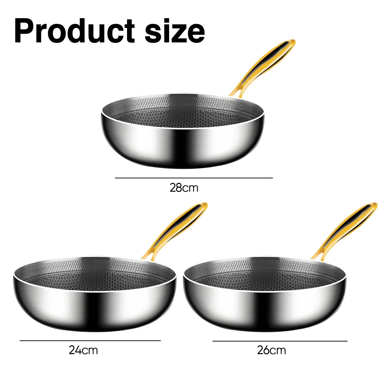 Poêle à frire en acier inoxydable 316, antiadhésive, en nid d'abeille, 7 couches épaisses, pour cuisinière à induction, cuisinière à gaz, ustensiles de cuisine