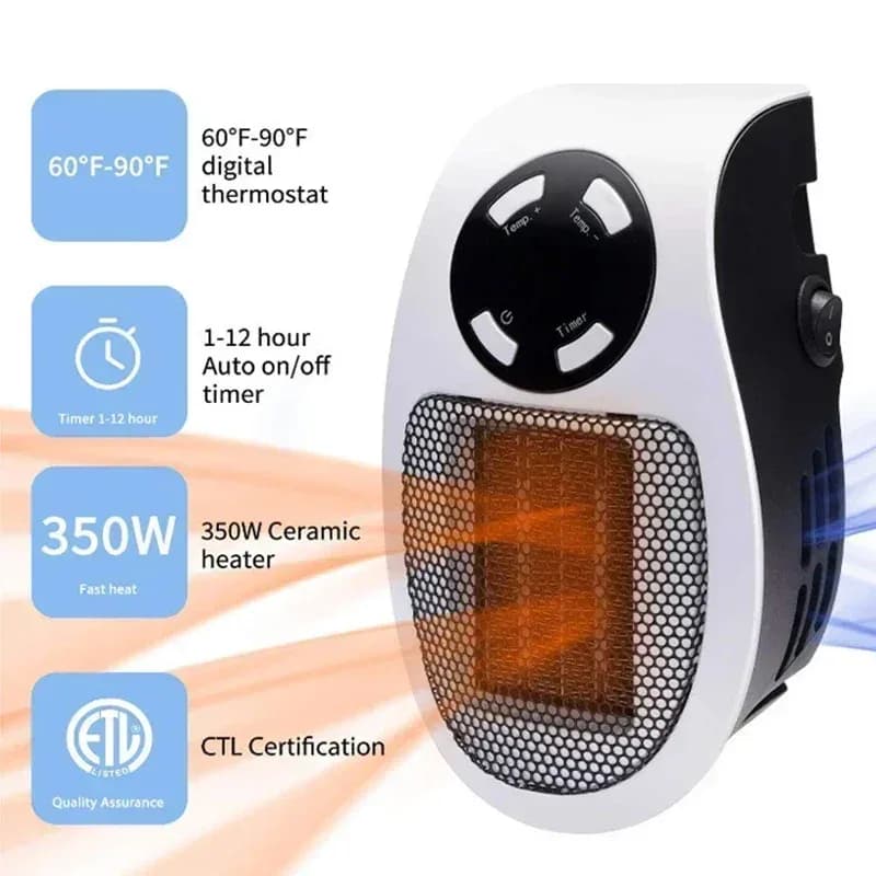Chauffage électrique Portable mural 350W, avec télécommande, pratique, pour pièce, chauffage d'hiver, appareil ménager