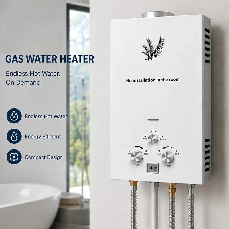 Chauffe-eau au gaz de pétrole liquéfié VEVOR 6L 8L 10L 12L 16L 18L, chauffe-eau au propane et au butane blanc