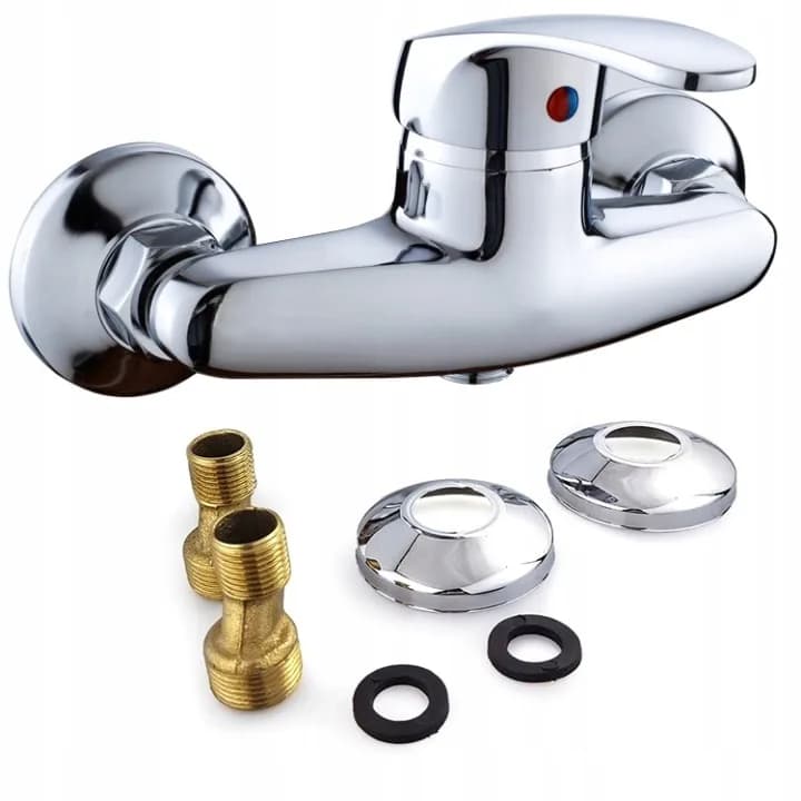 Mitigeur de douche mural chromé P01005, effet miroir