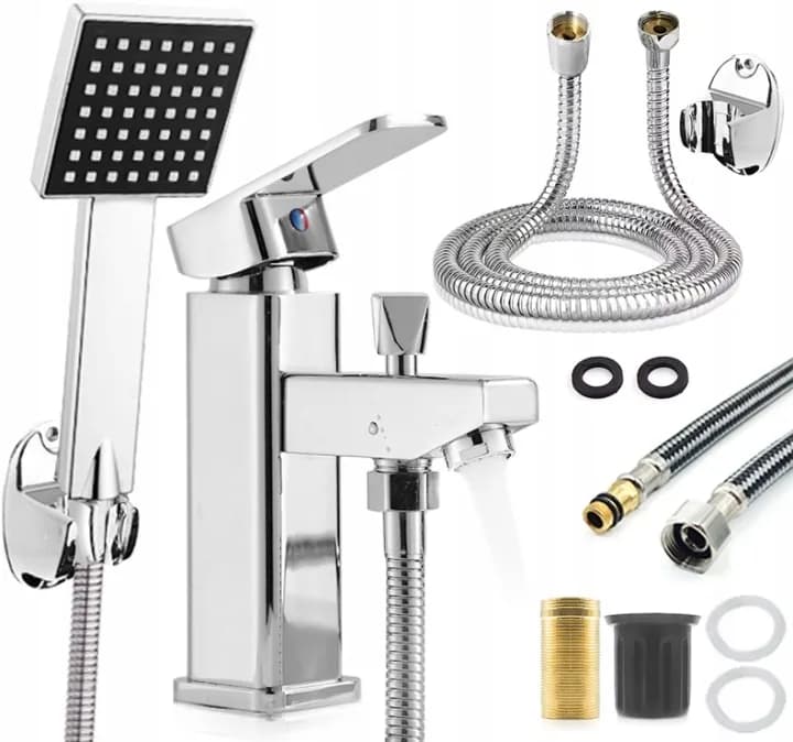 Mitigeur de baignoire sur gorge monotrou chromé avec douchette et flexible 120 cm