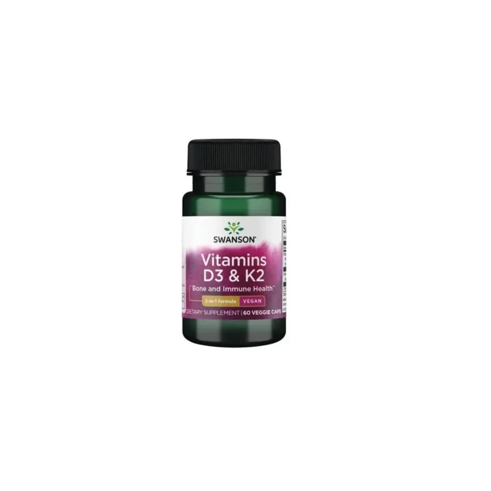 Swanson Vitamine D3 & K2 2000 IU & 75 mcg 60 gélules végétales