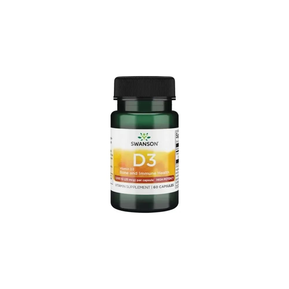 Swanson Vitamine D-3 1000IU High Potency Dry 60 gélules
