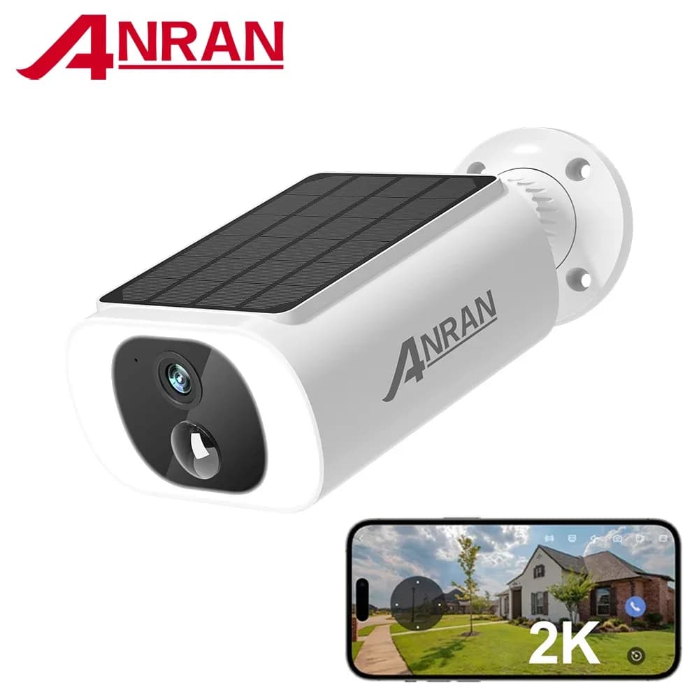 ANRAN Caméra Solaire, Caméra WiFi 2.4G, Caméras de Sécurité 2K pour la Protection de la Maison, Caméra avec Panneau Solaire et Batterie, Détection Humaine PIR, Alarme locale, Compatible Alexa, Couleur Vision Nocturne,IP66