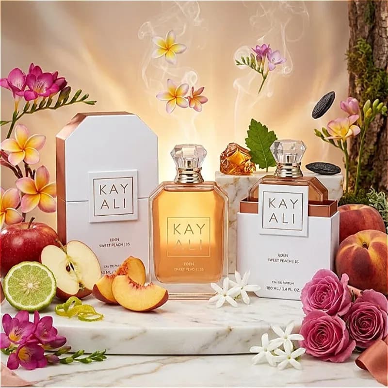 KAYALI Eden Sweet Peach Parfum 100ml Eau de Parfum Longue Durée Fruité Floral Doux Vanille Musc Praliné Élégant Parfum Femme