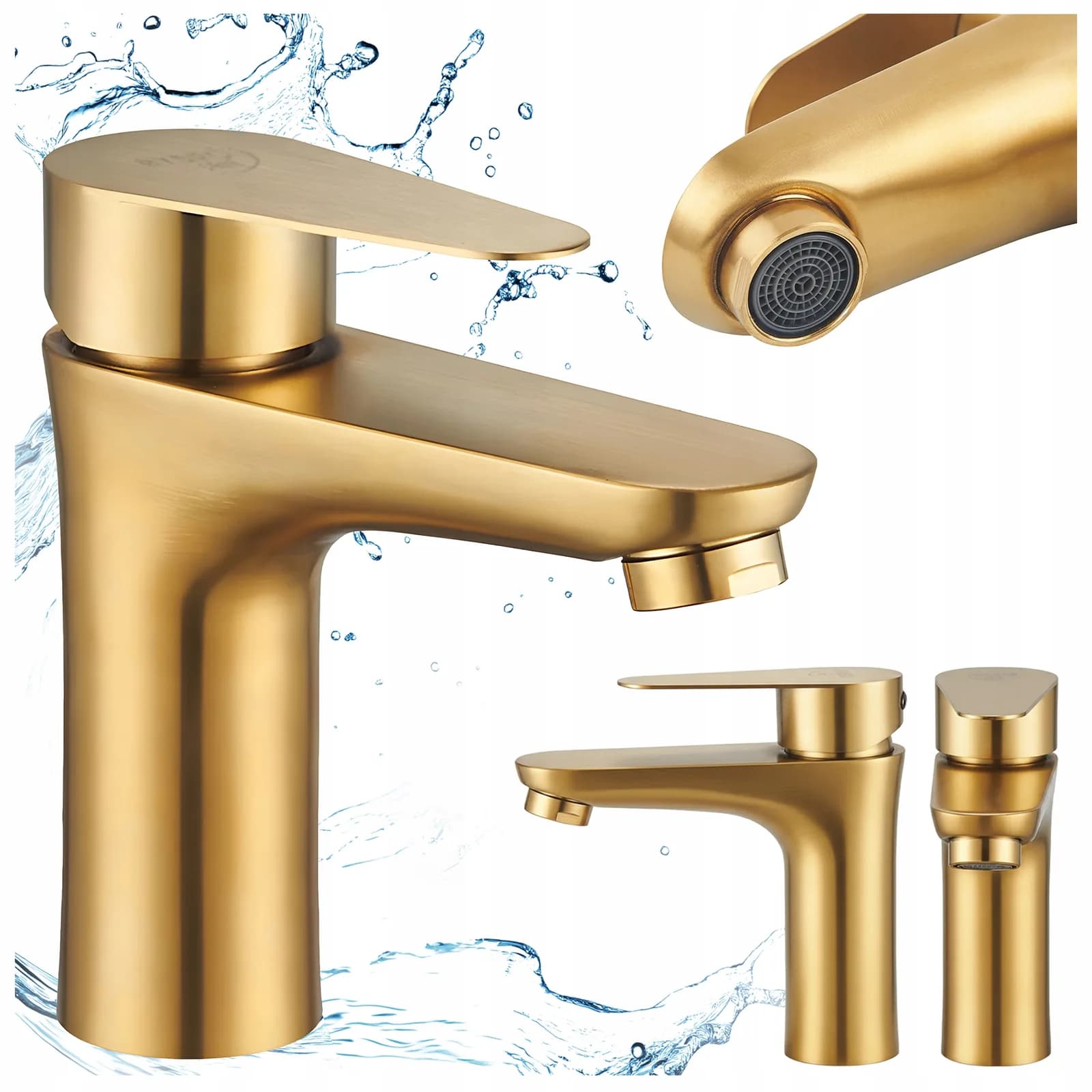 Mitigeur de lavabo pour vasque à poser avec aérateur Akron doré