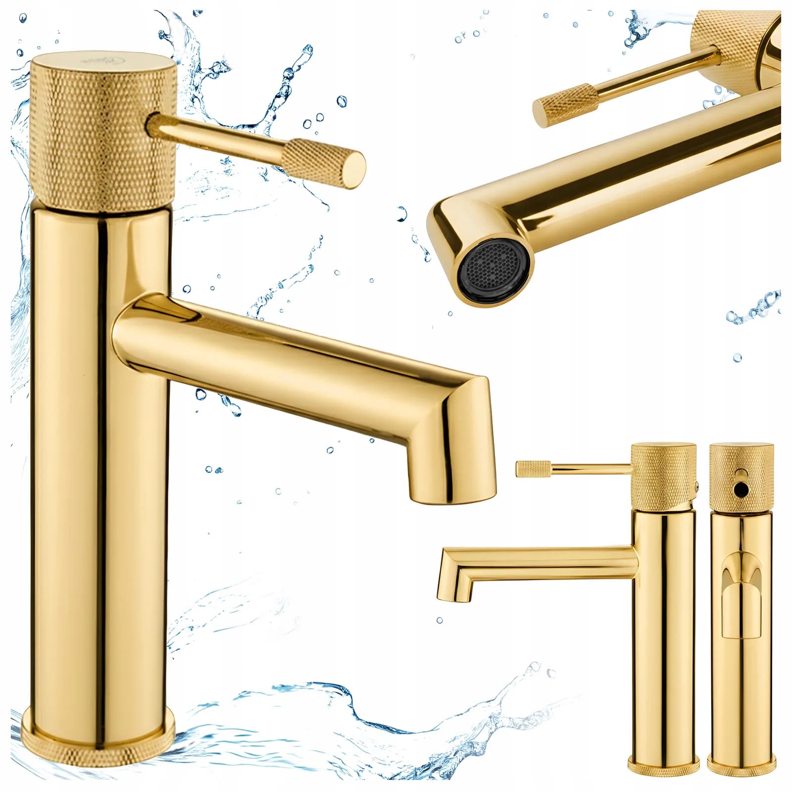 Mitigeur de lavabo bas pour vasque à poser Bona doré