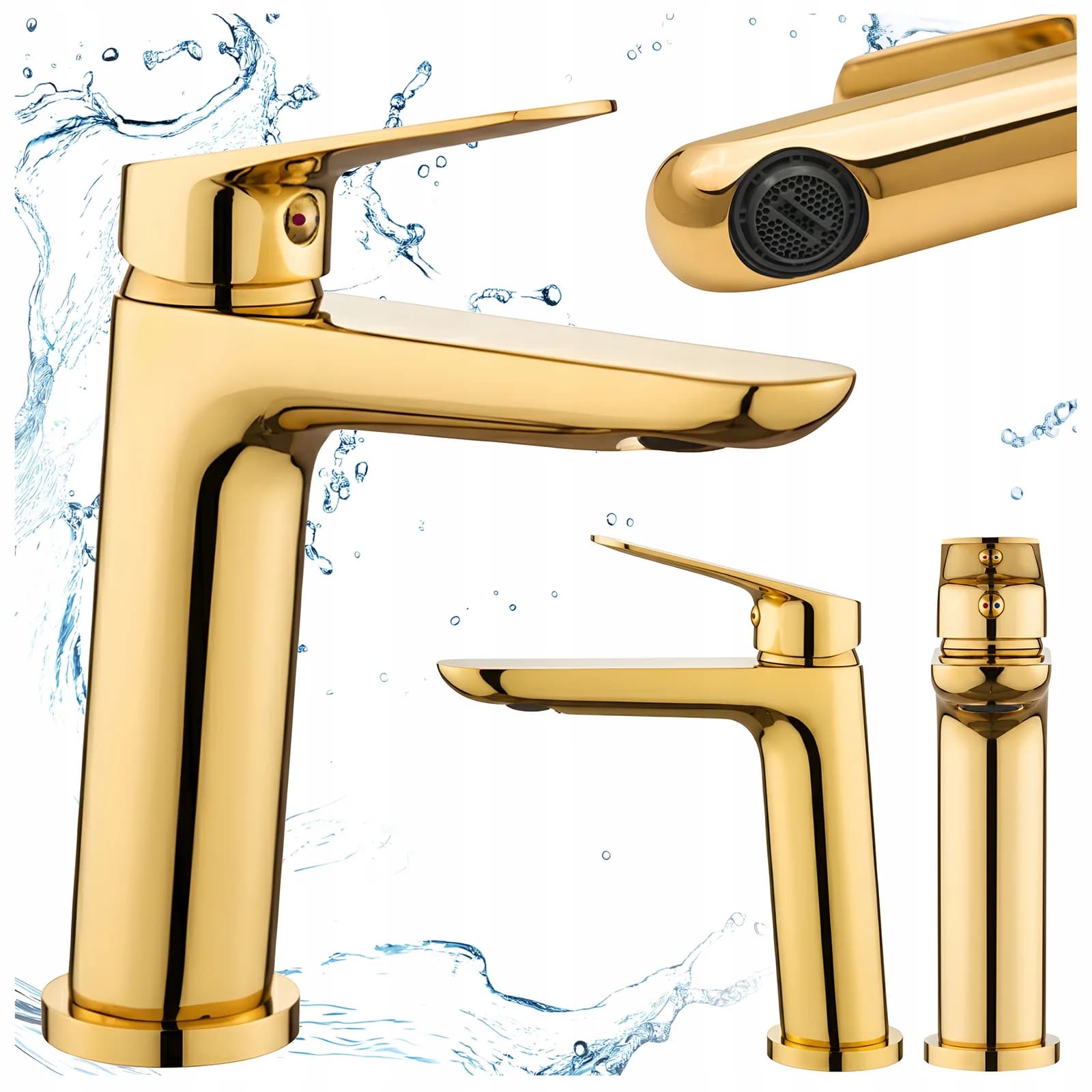 Mitigeur de lavabo bas pour vasque à poser Greta doré