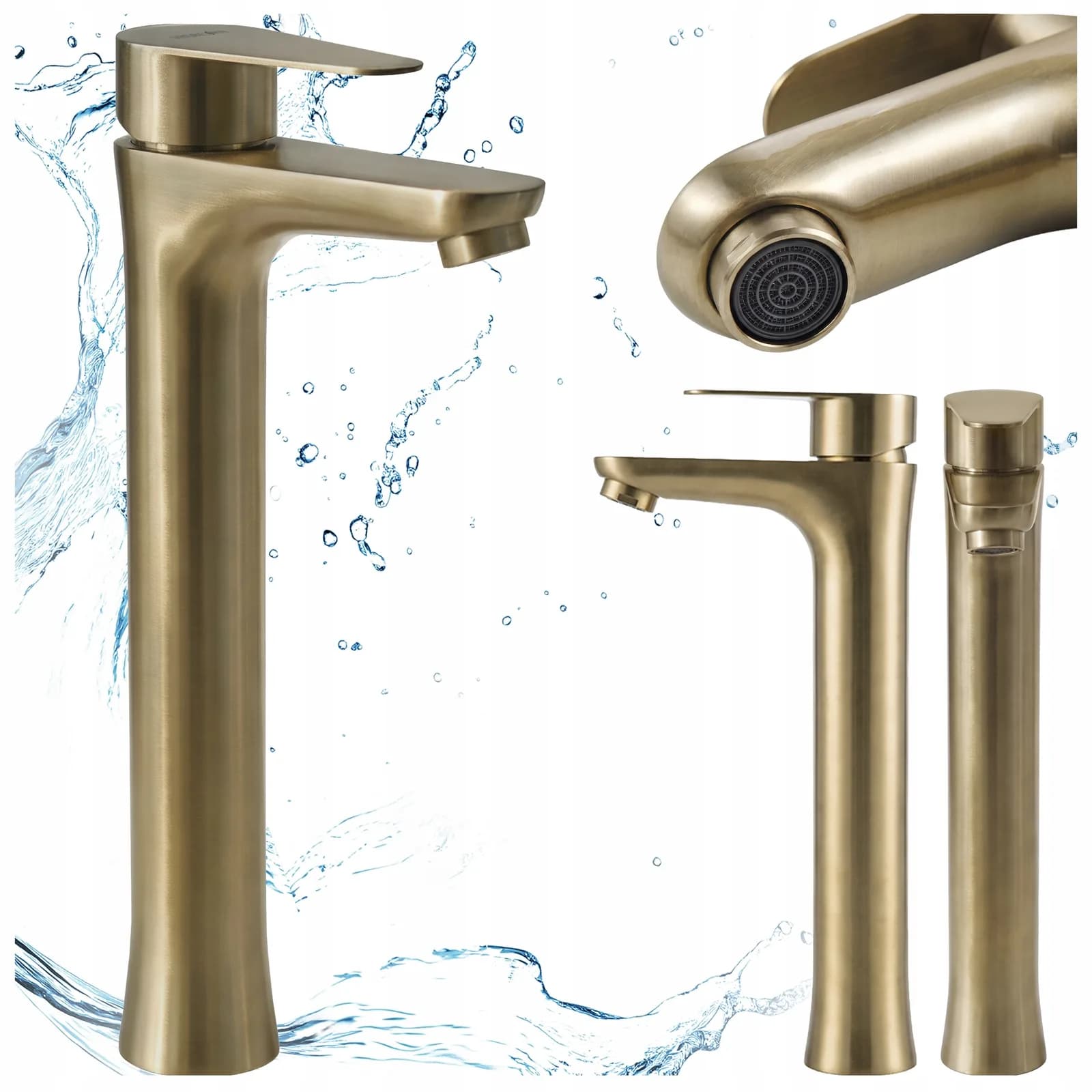 Mitigeur de lavabo pour vasque à poser Akron doré brossé