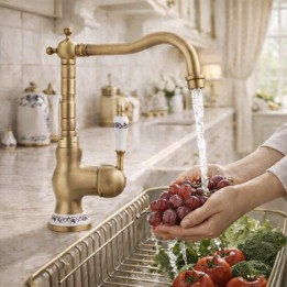 Robinet de Lavabo Rétro, Robinet Salle Bain en Laiton