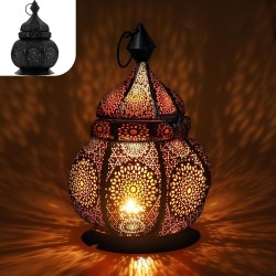 Lampe Orientale Gadgy en Métal - Lampe Marocaine avec Effet d'Ombre - Lanterne faite à main de 26 cm - Lanterne décorative extér