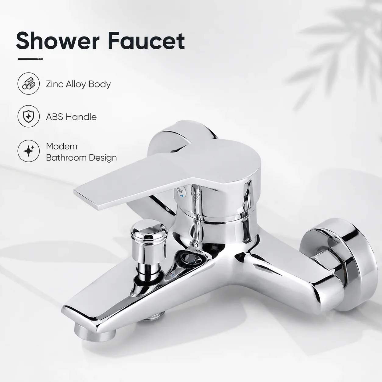 Robinet de douche pour baignoire en alliage de zinc chromé, mitigeur mural eau chaude et froide avec poignée unique, inverseur et bec de baignoire pour salle de bain