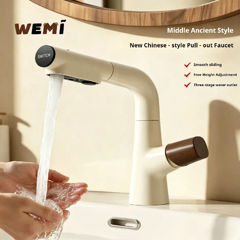 Robinet de lavabo vintage WeMi, mitigeur eau chaude et froide pour lavabo de salle de bain domestique