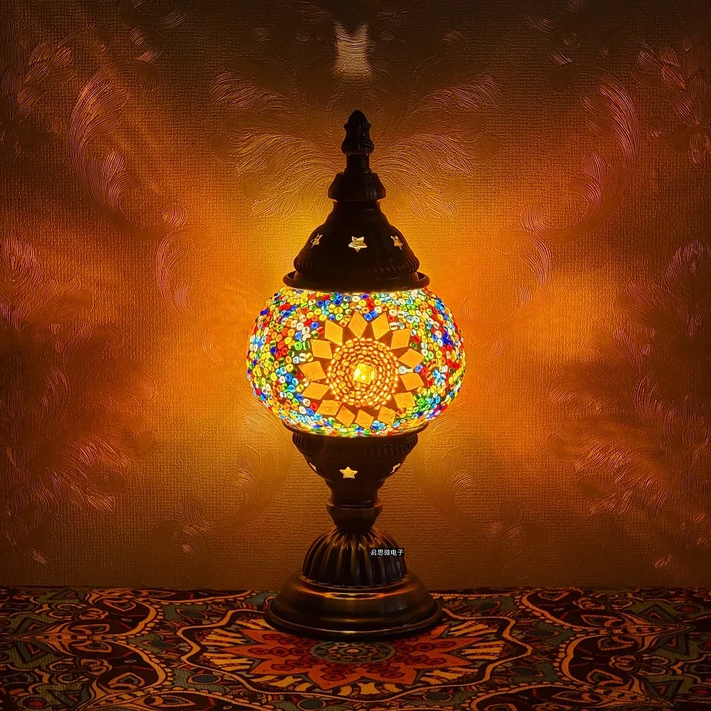 Lampe De Table en mosaïque turque, Vintage, Art déco, artisanale, boule De Mesa en verre, Lampe De lit romantique, Lampe De nuit Led, nouvelle collection