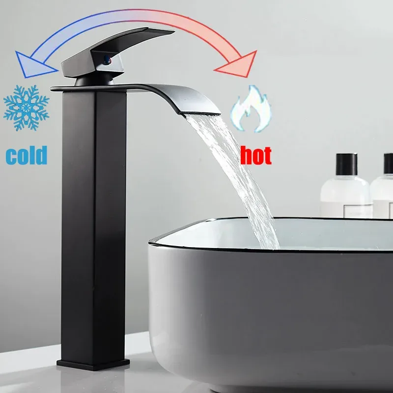 Robinet d'évier cascade, accessoires de salle de bains, double contrôle du mitigeur de salle de bains chaude et froide, ensemble de robinets de lavabo, luminaire pour la maison