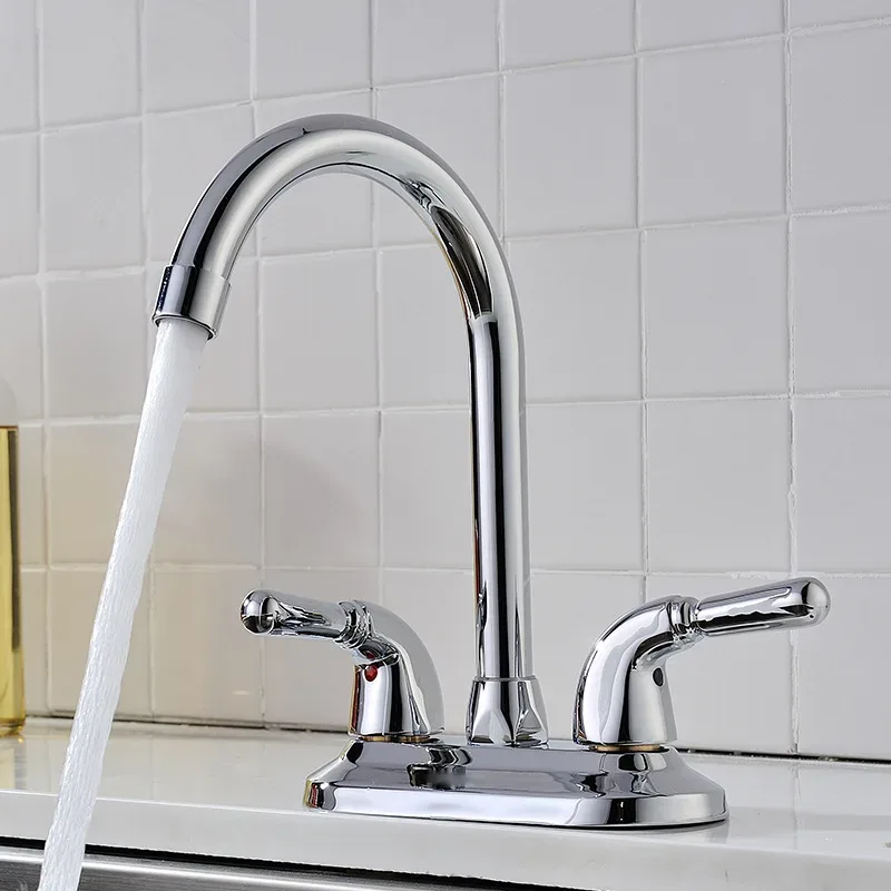 Robinet de lavabo chaud et froid bidirectionnel en cuivre 360 ° Robinet rotatif Robinet d'évier de salle de bain