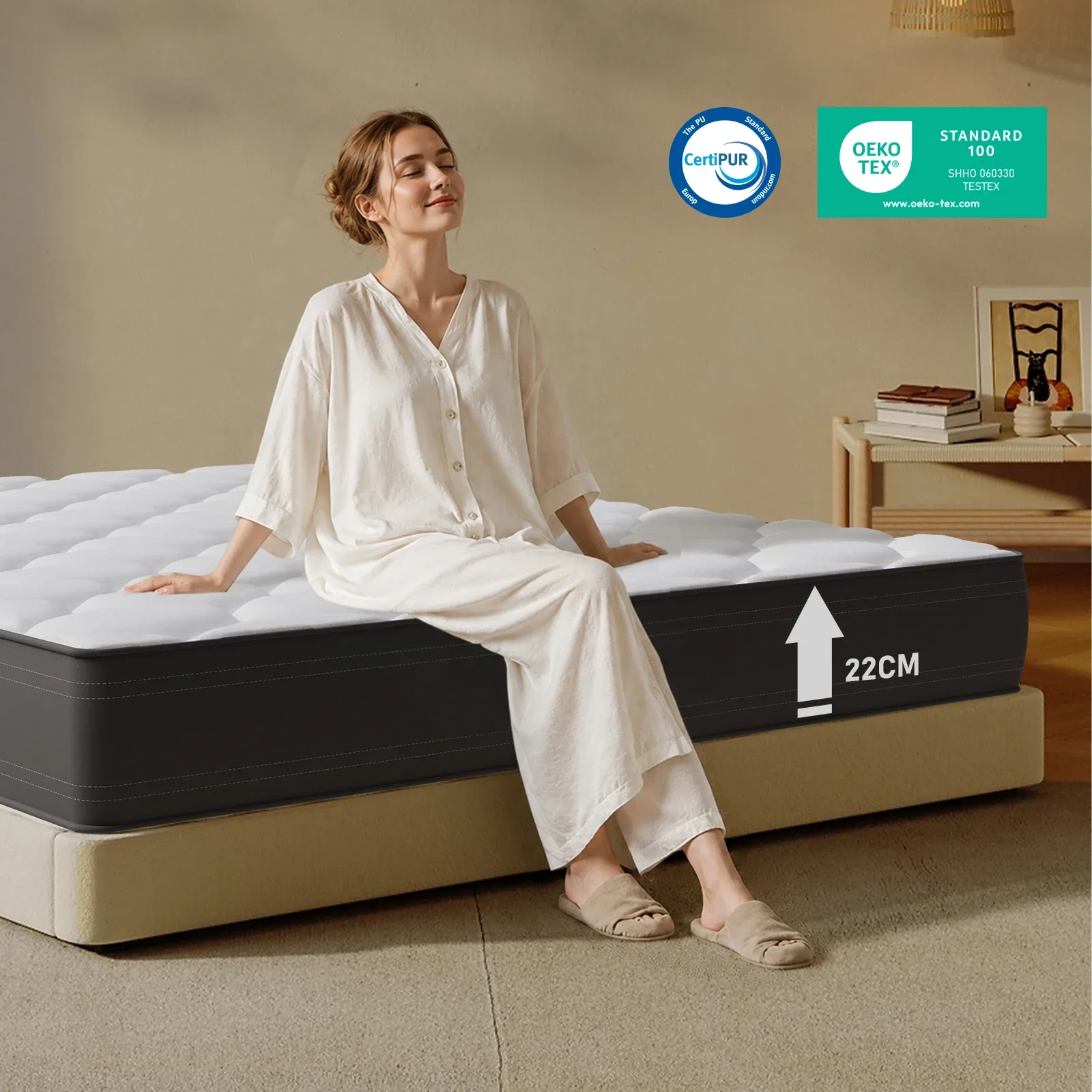 Matelas à Ressorts Ensachés 7 Zones LUVANZA – Niveau de Fermeté H4, Maintien Stable avec Mousse Confort pour un Sommeil Réparateur