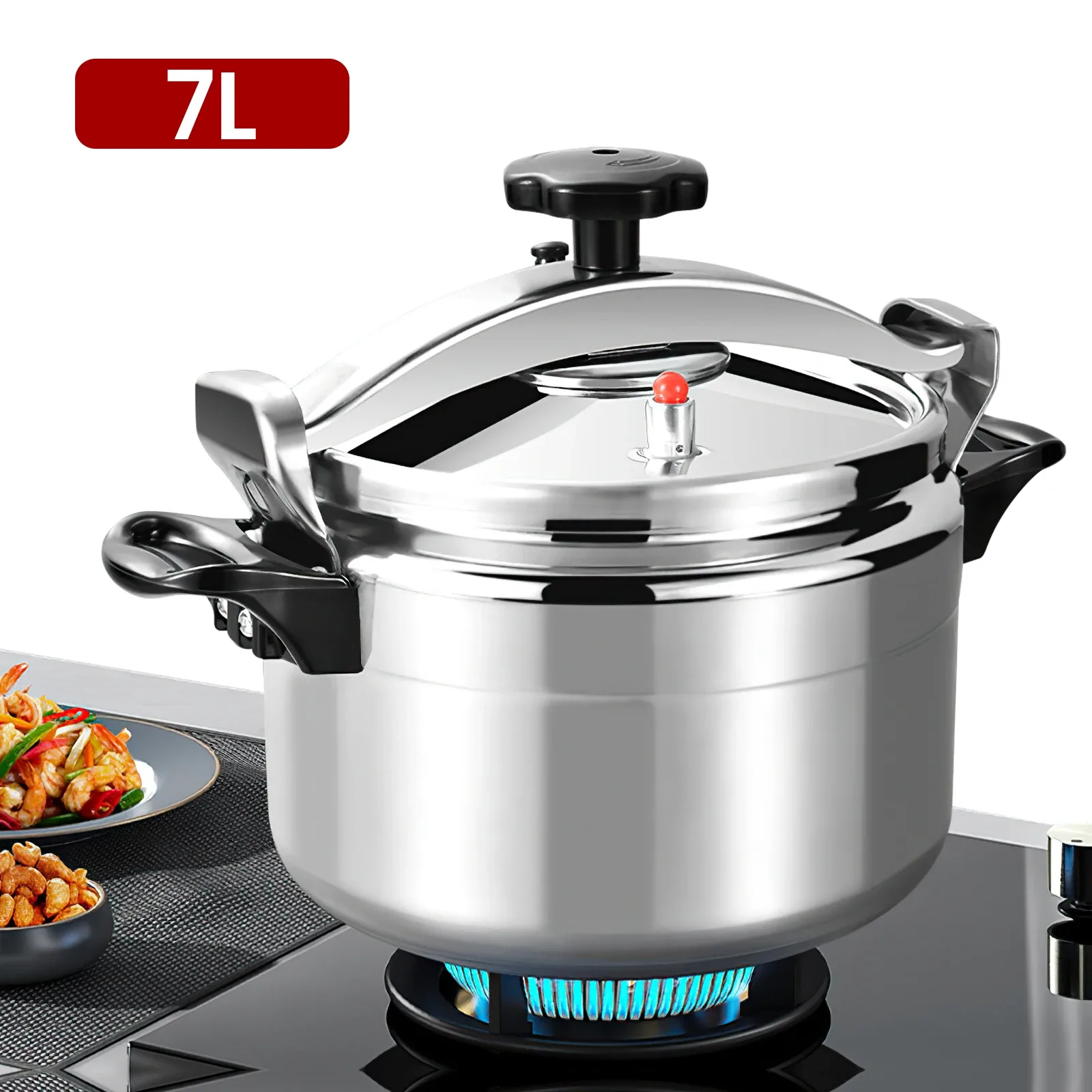 Casserole à pression en alliage d'aluminium multifonctionnelle pour cuisinière à gaz, cuisson rapide, cuisine à domicile, restaurant, anti-explosion avec soupape de sécurité