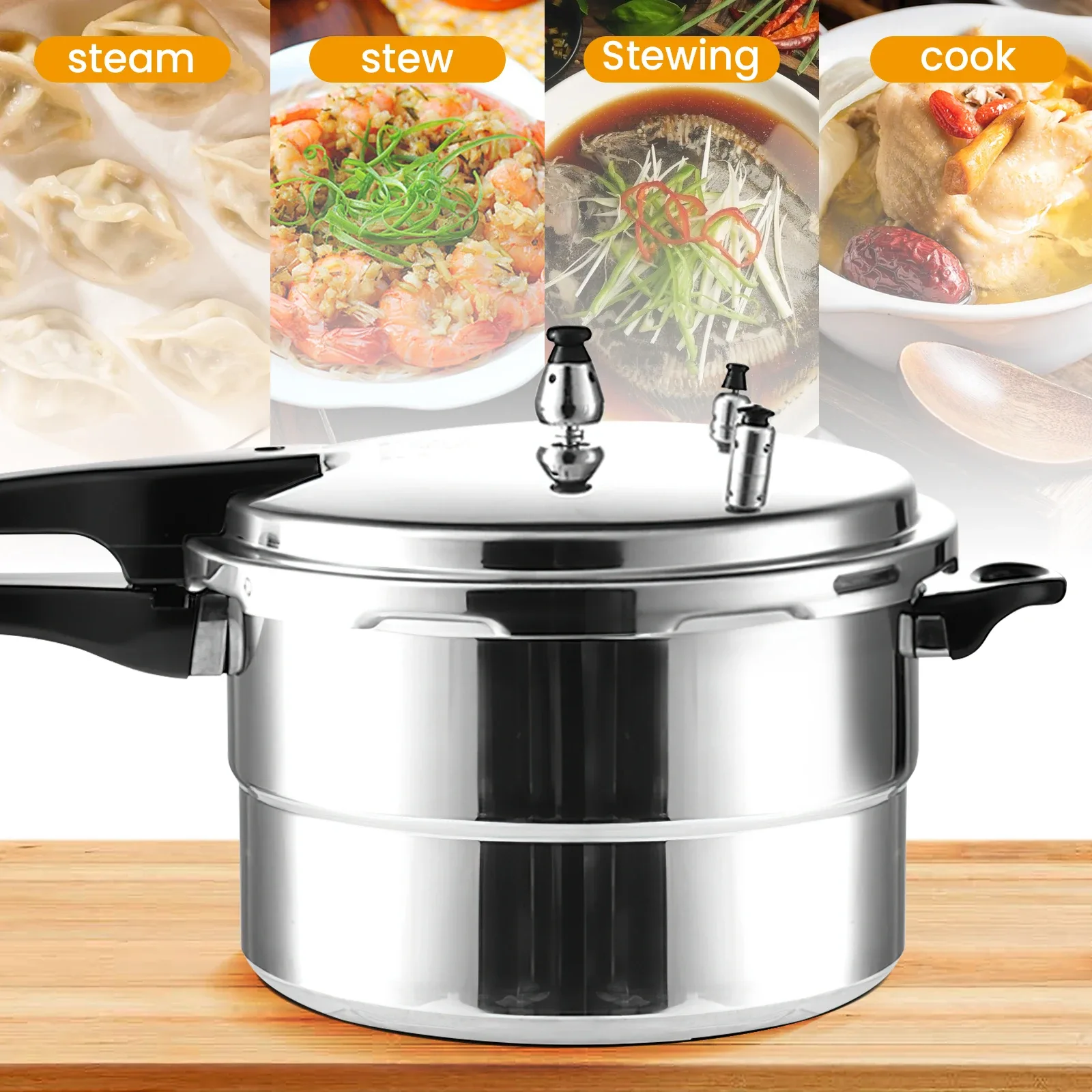 Casserole à pression en alliage d'aluminium 7L, pour usage domestique et commercial, compatible gaz et induction, casserole à pression épaissie universelle