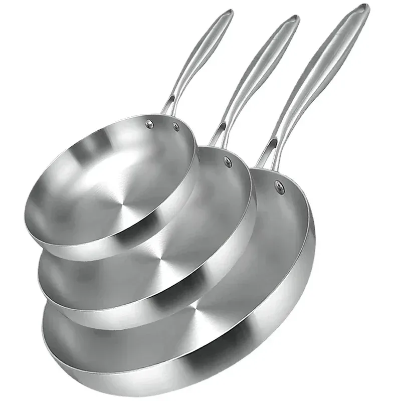 Poêle à frire en acier inoxydable 26 cm , poêle antiadhésive, marmite à Steak frit, ustensiles de cuisine non revêtus pour cuisinière à gaz et cuisinière à Induction