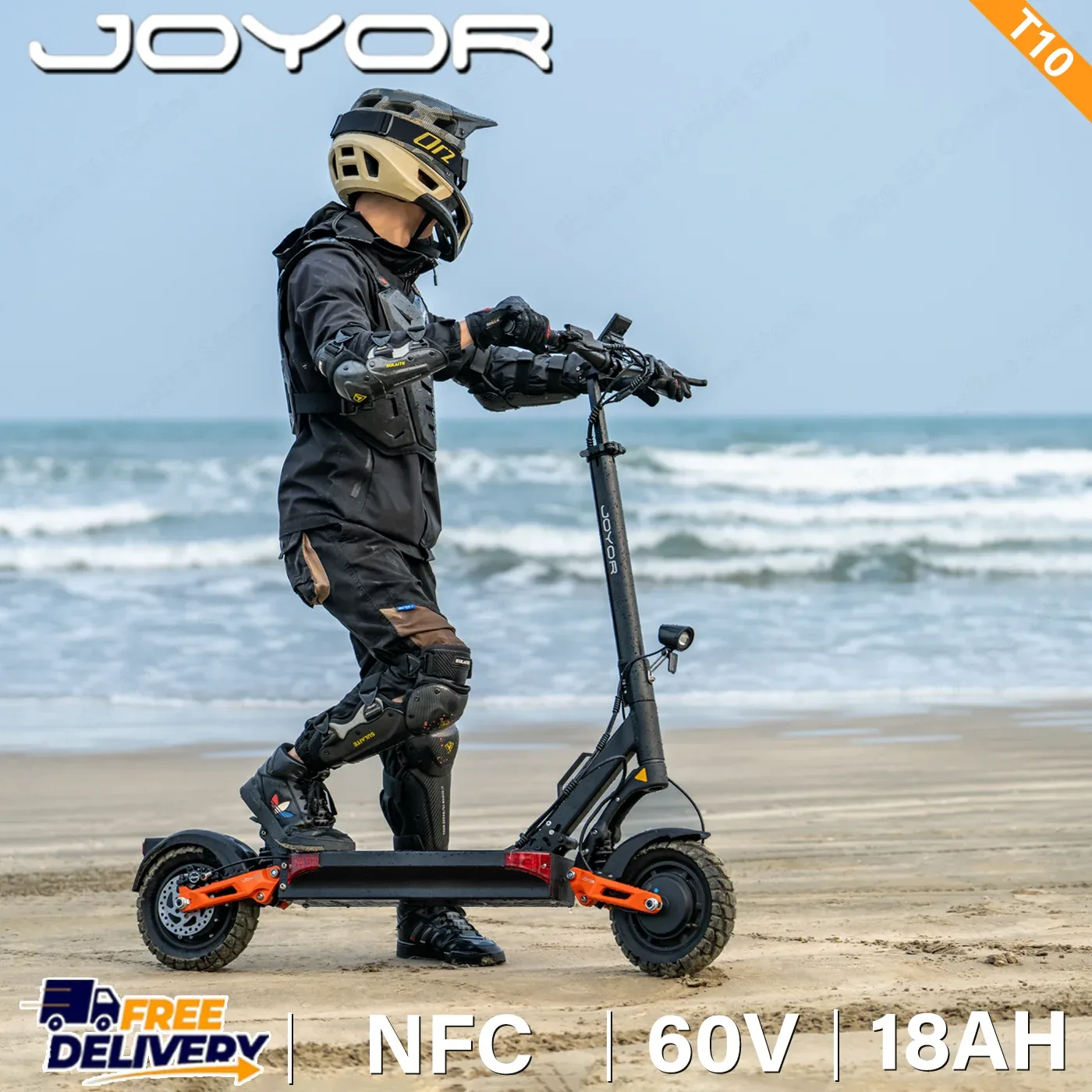 Trottinettes électriques JOYOR T10 avec NFC, double moteur, batterie 60V18AH, freinage hydraulique, pneus de 10 pouces, trottinette électrique pliable