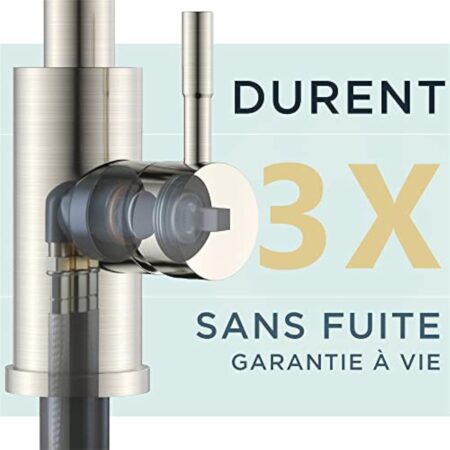 FORIOUS Robinet Cuisine, Mitigeur Cuisine Douchette Evier Cuisine Pivotant à 360° d'Évier à Arc Élevé Pulvérisateur Escamotable 2 Modes, Acier Inoxydable – Image 10