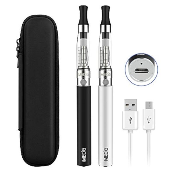 IMECIG 2 Pack Cigarettes électroniques Vape Starter Kits Ego CE4 /H2 Facile Top Fill Atomizer Tank Batterie Rechargeable USB longue durée 1100mAh Sans Nicotine Sans Tabac