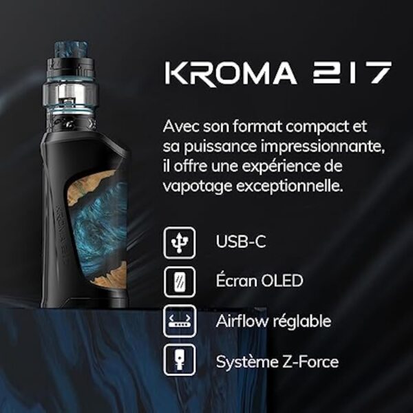 INNOKIN - Kroma 217 - Box Pour Cigarette Electronique - Puissance 100W/80W - Accu Non Fourni - Rechargement 1,7A - Pas De Vis 810 - Sans Clearomiseur - Sans Nicotine Ni Tabac - USB-C - Stealth Black – Image 3