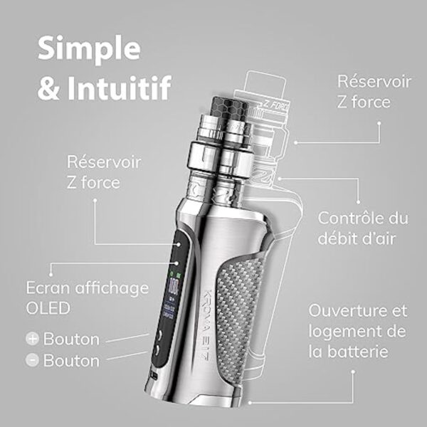 INNOKIN - Kroma 217 - Box Pour Cigarette Electronique - Puissance 100W/80W - Accu Non Fourni - Rechargement 1,7A - Pas De Vis 810 - Sans Clearomiseur - Sans Nicotine Ni Tabac - USB-C - Stealth Black – Image 4