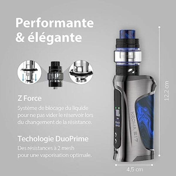 INNOKIN - Kroma 217 - Box Pour Cigarette Electronique - Puissance 100W/80W - Accu Non Fourni - Rechargement 1,7A - Pas De Vis 810 - Sans Clearomiseur - Sans Nicotine Ni Tabac - USB-C - Stealth Black – Image 6