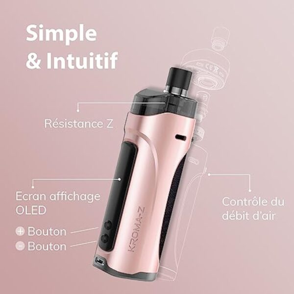 INNOKIN - Starter Kit Kroma Z 4,5ml - Cigarette Electronique Pod Mod - Puissance 6-40W - Batterie 1700 mA - Résistance 0,8 + 0,3 Ohm - 3 Drip Tips Inclus - Airflow MTL + RDL - Vert Nuit sans nicotine – Image 4