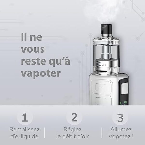 INNOKIN - Starter Kit GOZee GOz+ 3,5ml - Cigarette Electronique Box - Ultra Léger - Puissance 6-60W - Batterie 2100 mA - Résistance Z Coil - Airflow MTL + RDL - Turquoise - Sans nicotine – Image 5