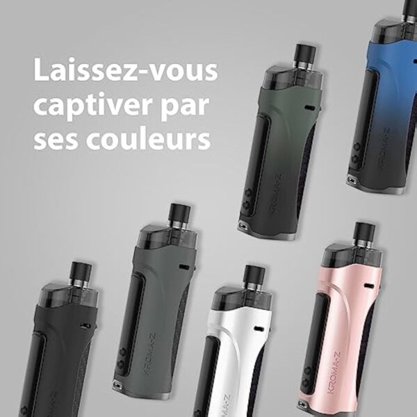 INNOKIN - Starter Kit Kroma Z 4,5ml - Cigarette Electronique Pod Mod - Puissance 6-40W - Batterie 1700 mA - Résistance 0,8 + 0,3 Ohm - 3 Drip Tips Inclus - Airflow MTL + RDL - Blanc - sans nicotine – Image 7