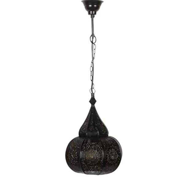 Lampe orientale TAZA noir avec chaîne suspendue, lampe suspendue marocaine LN3010 – Image 7