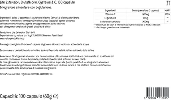 Life Extension, Glutathione Cystéine & C, Hautement Dosé, 100 Capsules végétaliennes, Testé en Laboratoire, Sans Gluten, Végétarien, Sans Soja, Sans OGM – Image 6