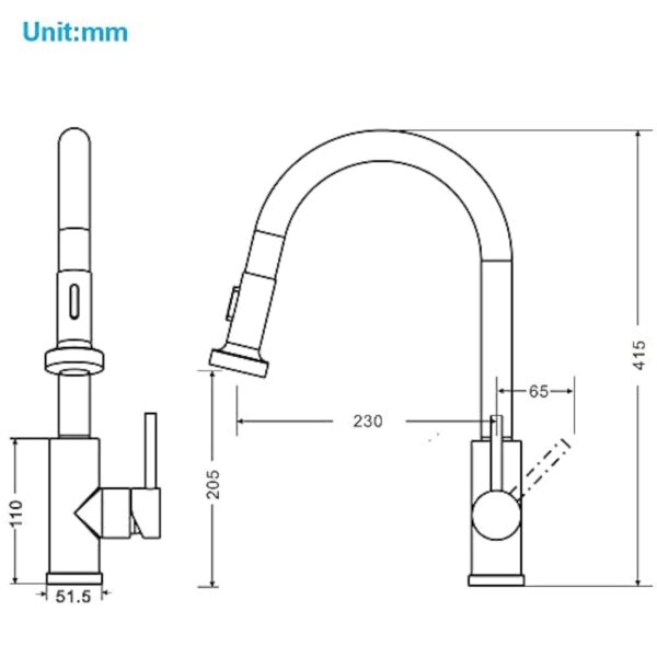 ONECE Robinet de Cuisine avec Douchette Extractible, Mitigeur d'évier Rotatif à 360°, Robinet Evier 2 Jets aux Choix, Robinetterie en Acier Inoxydable SS304, Surface Brossé Anti-Empreinte – Image 7